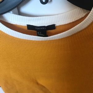 Cropped waffle 3/4 tee